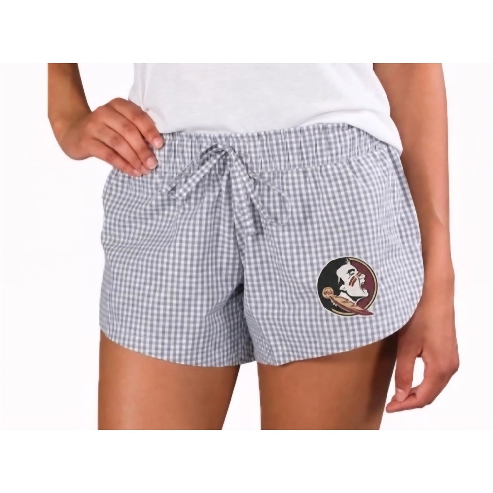 CONCEPTS SPORT WOMEN SZ L FLORIDA STATE SEMINOLES GREEN/WHITE GINGHAM SHORTS NWT